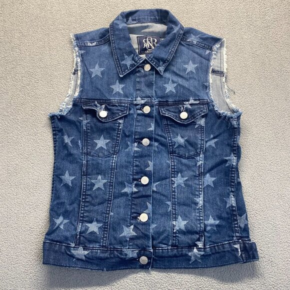 Rock & Republic Women’s Sleeveless Frayed Hem‎ Star Vest size Small,Pockets - Picture 1 of 11